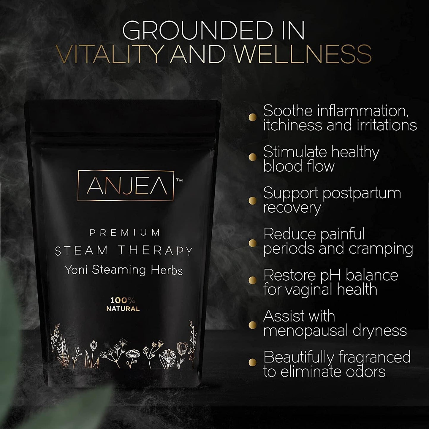 ANJEA Yoni Steaming Herbs 2 oz (2-4 steams), Yoni Steam Herbs for Cleansing and Tightening Detox, Natural V Steam Herbs for V Steam Seat Kit, Herbal Sitz Bath Soak, Filter bags included