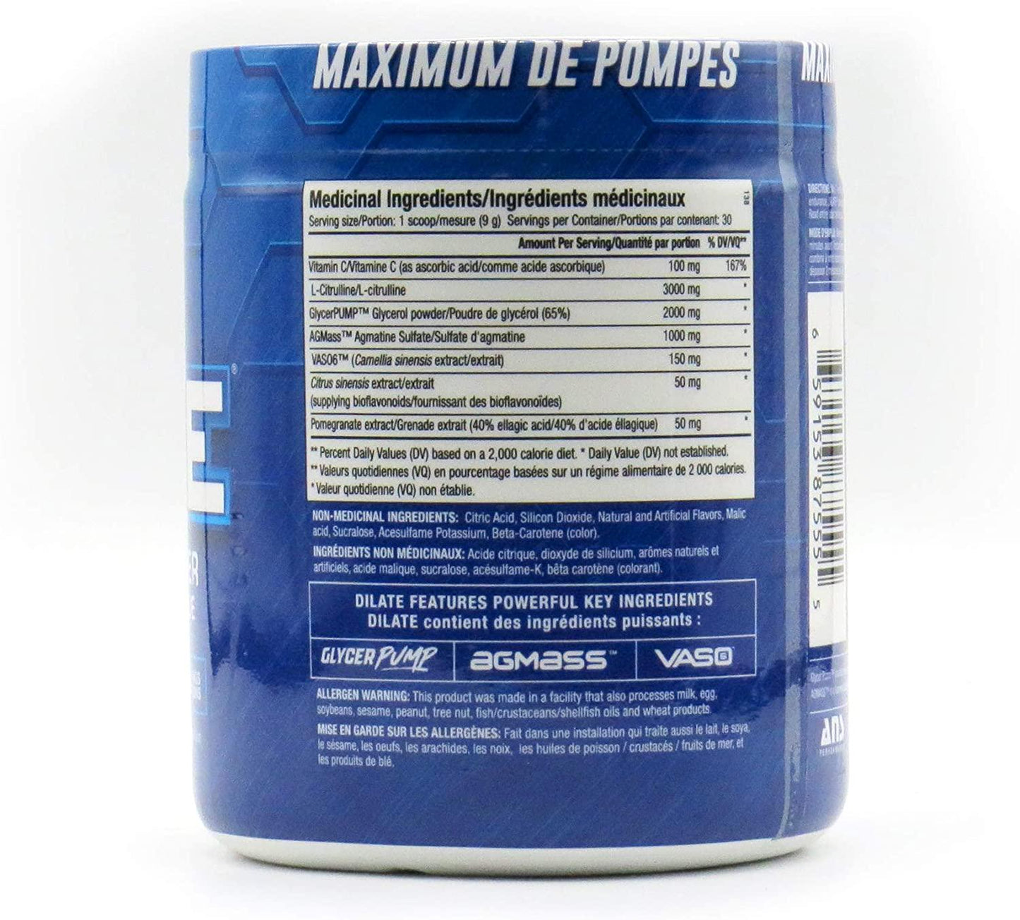 ANS Performance DILATE V2 - Nitric Oxide Pre Workout Supplement (30 Servings, 9.5 oz) - Stimulant and Caffeine Free, Strength and Pump Booster | Increases Blood Flow to Muscles for Vascularity and Growth