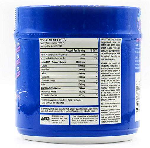 ANS Performance Quench BCAA (30 Servings, 13.2 oz) Post Workout Recovery Powder Supplement - Sugar Free, Vegan Fermented 2:1:1 BCAAs | Branched Chain Amino Acids | Natural Electrolytes and Minerals