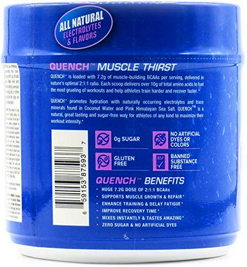 ANS Performance Quench BCAA (30 Servings, 13.2 oz) Post Workout Recovery Powder Supplement - Sugar Free, Vegan Fermented 2:1:1 BCAAs | Branched Chain Amino Acids | Natural Electrolytes and Minerals