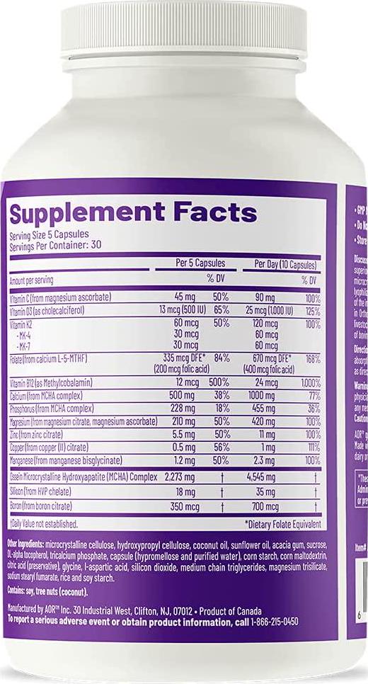 AOR, Ortho Bone, Nutritional Support for Foundational Health and Energy, Multivitamin and Mineral Supplement, 30 Servings (300 Capsules)