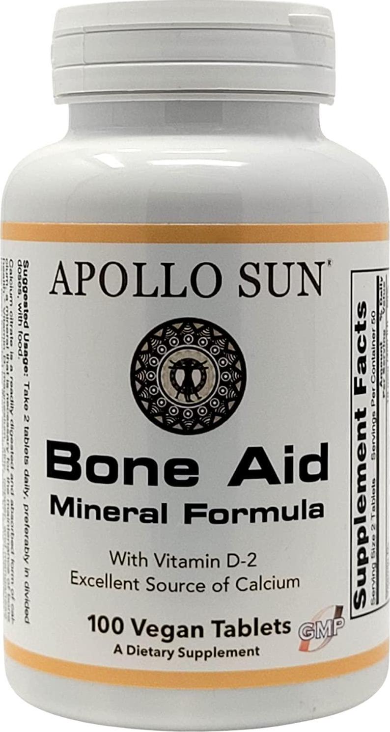 APOLLO SUN Calcium Citrate with Vitamin D - Vegan 600 mg Calcium Supplement with Vitamin D2, Magnesium, Zinc, Copper, and Manganese for Teeth and Bone Strength (100 Tablets)