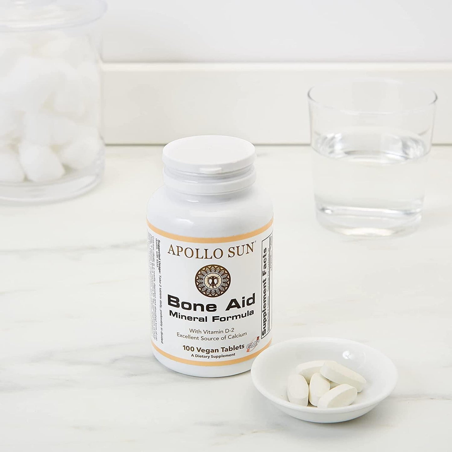 APOLLO SUN Calcium Citrate with Vitamin D - Vegan 600 mg Calcium Supplement with Vitamin D2, Magnesium, Zinc, Copper, and Manganese for Teeth and Bone Strength (100 Tablets)