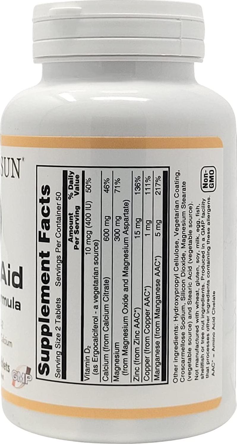 APOLLO SUN Calcium Citrate with Vitamin D - Vegan 600 mg Calcium Supplement with Vitamin D2, Magnesium, Zinc, Copper, and Manganese for Teeth and Bone Strength (100 Tablets)