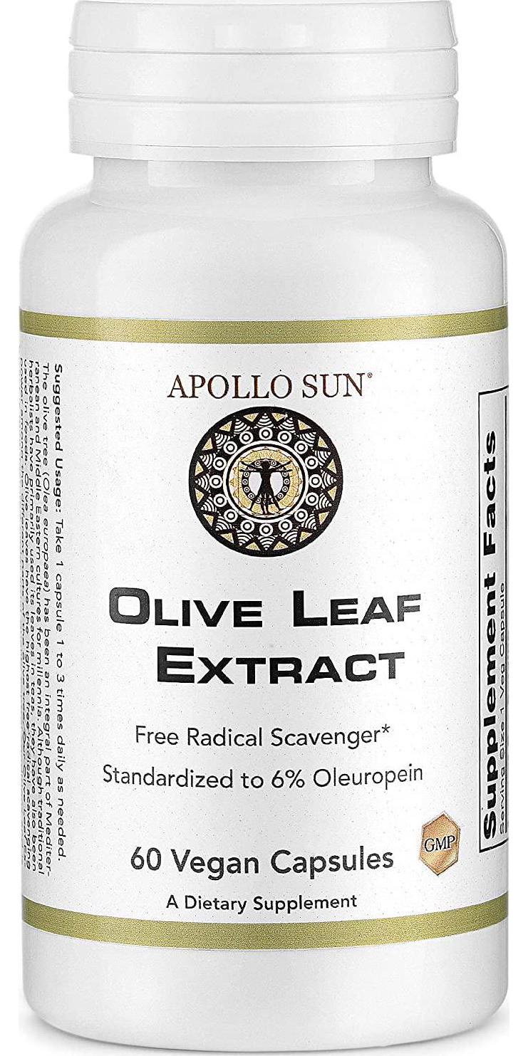 APOLLO SUN Olive Leaf Extract Capsules 500mg | Vegan Olive Leaf Extract Super Strength | 6% Oleuropein | Immunity Support, Cardiovascular Health and Blood Pressure Supplement | 60 Veg Capsules
