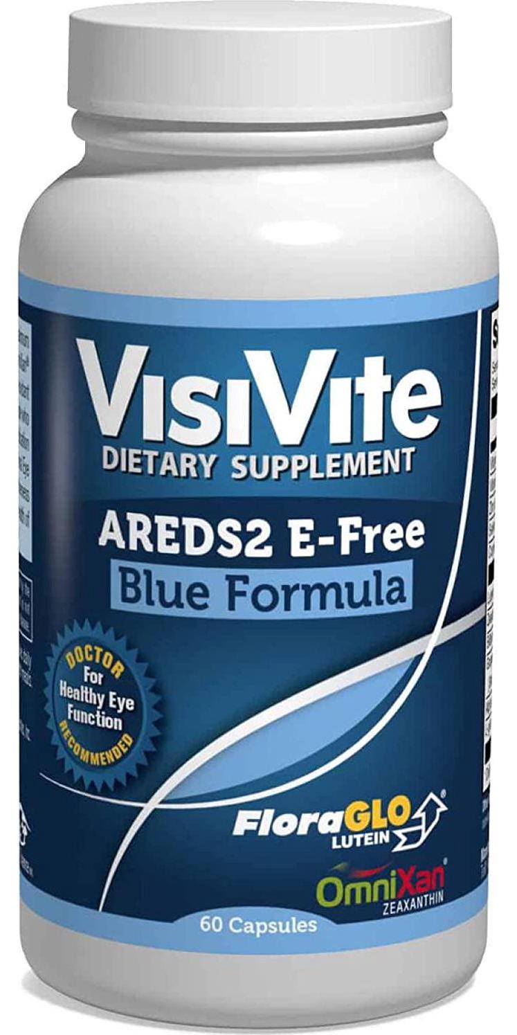 AREDS 2 E-Free Blue Max Vision Vitamins - Without Vitamin E - Eye Vitamins for Macular Degeneration - Zeaxanthin Plus Lutein - Bilberry and Grape Seed Extract - Macular Health Formula - Pack of 3