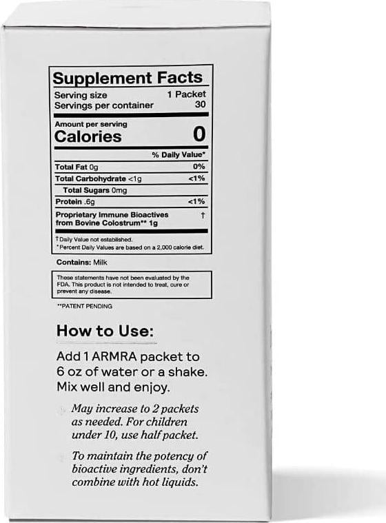 ARMRA - Original Flavorless - Nature's Complete Immune Superfood with Bovine Colostrum | 30 Packets | Promotes Immune, Gut, Metabolic Health | Rich in Nutrients | No Additives, Non-GMO, Gluten Free