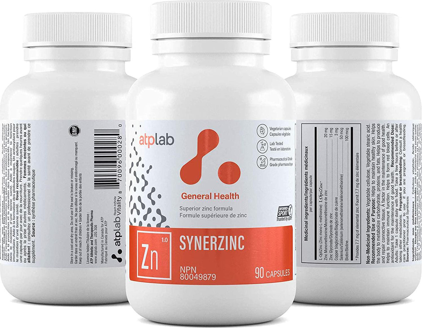 ATP LAB | Synerzinc 90 caps | Superior zinc Supplement an Essential Mineral for Your Health.