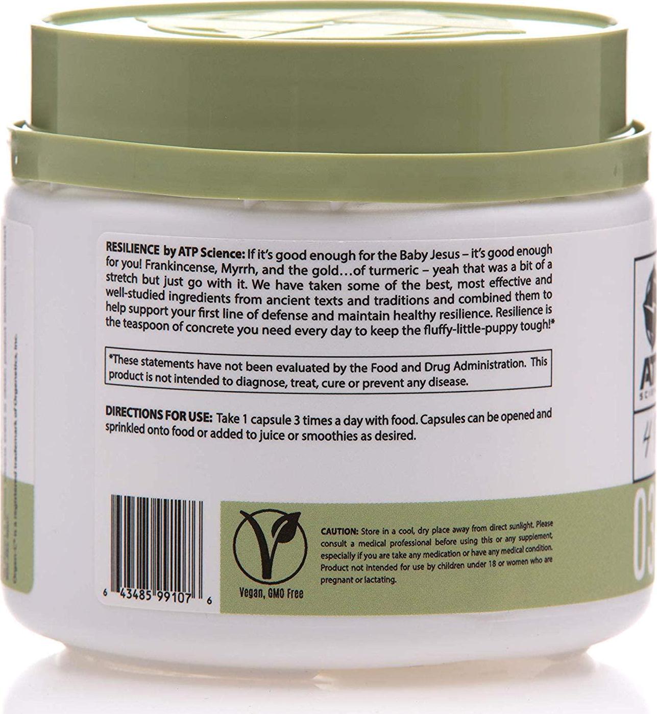 ATP Science Resilience Immune System Booster Vitamin C Supplement and Health Protector, Anti-Inflammatory and Intestinal Balance Support, Stomach-Friendly, All 100% Natural and Vegan Ingredients, Non-GMO