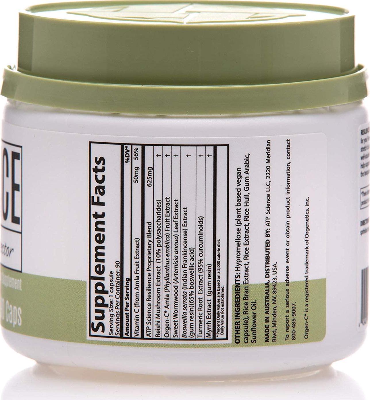 ATP Science Resilience Immune System Booster Vitamin C Supplement and Health Protector, Anti-Inflammatory and Intestinal Balance Support, Stomach-Friendly, All 100% Natural and Vegan Ingredients, Non-GMO