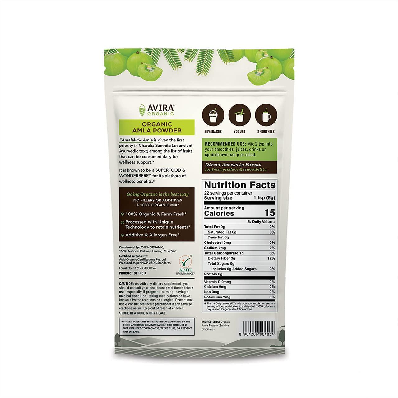 AVIRA ORGANICS Avira Organics Organic Amla Powder_8, 8 Ounce