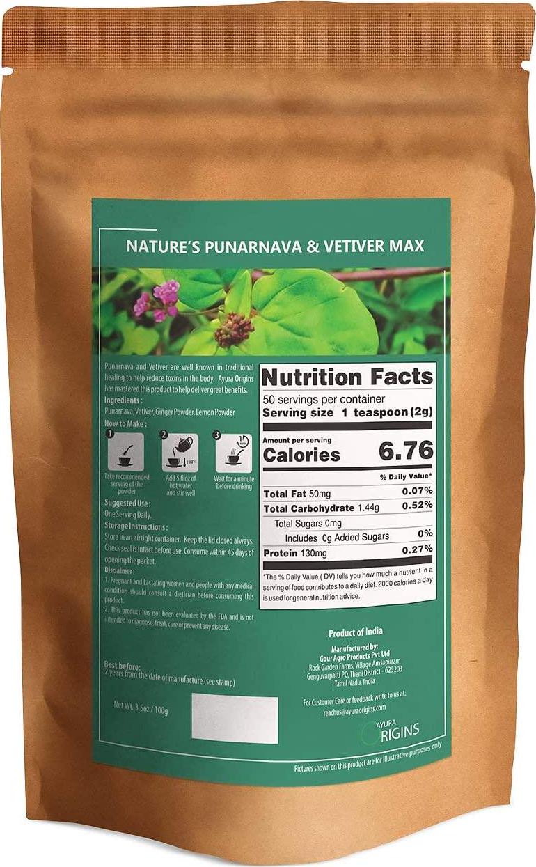 AYURA ORIGINS Nature's Punarnava and Vetiver Max - Herbal Supplement to Support Kidney Health