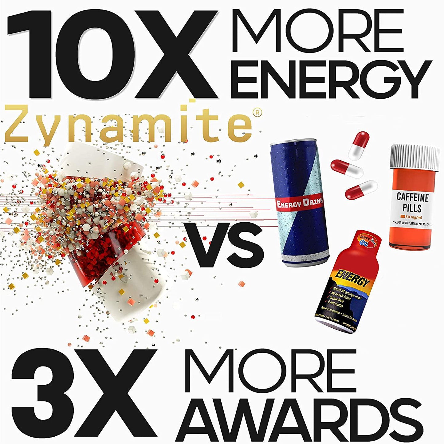 AZOTH Pure Zynamite Energy Supplement - Boost Energy and Focus, Decrease Fatigue, Increase Brain Power and Physical Performance - 100% Mangifera Indica Extract Nootropic - 30 Crash-Free Energy Pills