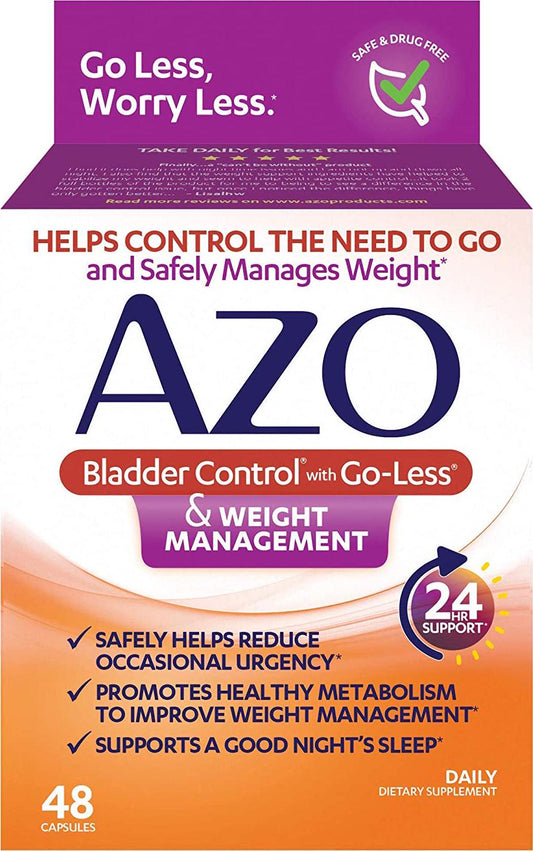 AZO Bladder Control with Go-LessÂ and Weight Management Dietary Supplement | Safely Helps Reduce Occasional Urgency* | Promotes Healthy Metabolism* | Supports a Good Night s Sleep* | 48 Capsules