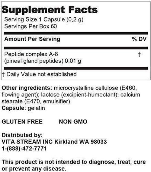A-8 Endoluten - Pineal Peptide Bioregulator 60 Capsules