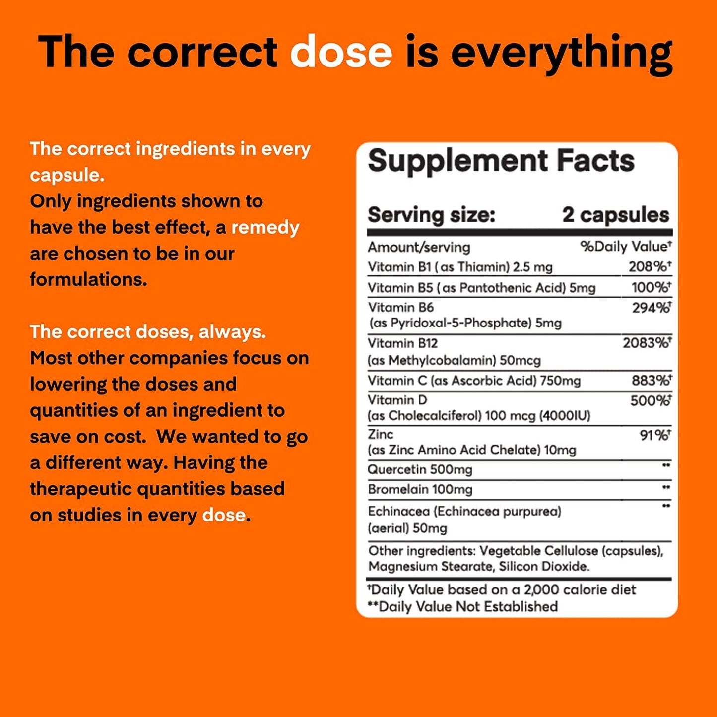 A Dose of Immunity Immune Support Supplement for Respiratory Health and Wellness Bioflavanoids Vitamin C Vitamin D Zinc Quercetin B Vitamins Echinacea Bromelain for Antioxidant Vegan Non GMO (1 Bottle)