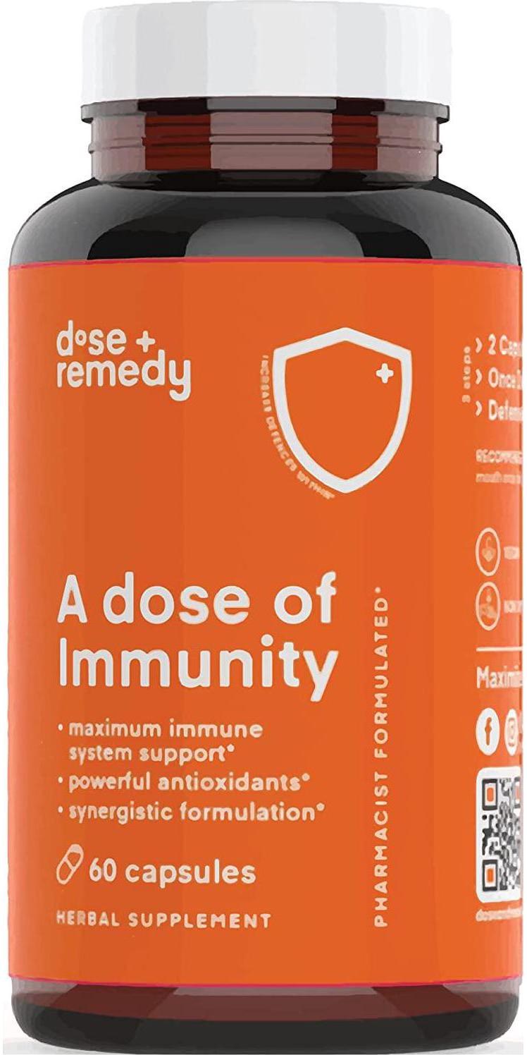 A Dose of Immunity Immune Support Supplement for Respiratory Health and Wellness Bioflavanoids Vitamin C Vitamin D Zinc Quercetin B Vitamins Echinacea Bromelain for Antioxidant Vegan Non GMO (1 Bottle)