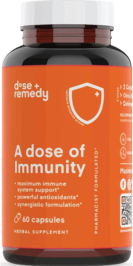 A Dose of Immunity Immune Support Supplement for Respiratory Health and Wellness Bioflavanoids Vitamin C Vitamin D Zinc Quercetin B Vitamins Echinacea Bromelain for Antioxidant Vegan Non GMO (1 Bottle)