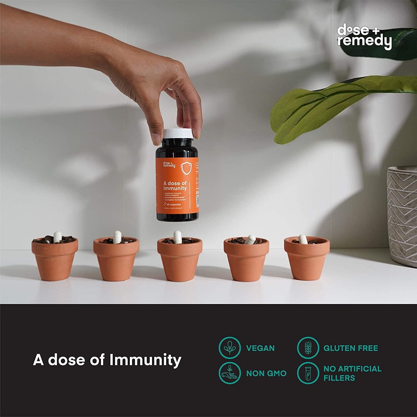 A Dose of Immunity Immune Support Supplement for Respiratory Health and Wellness Bioflavanoids Vitamin C Vitamin D Zinc Quercetin B Vitamins Echinacea Bromelain for Antioxidant Vegan Non GMO (1 Bottle)