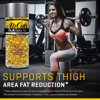 AbCuts CLA Belly Fat Formula - 120 Easy-to-Swallow Softgels - Omega 3 Fish Oil, Flaxseed Oil and Vitamin E - Helps Increase Antioxidant Supply and Healthy Body Composition