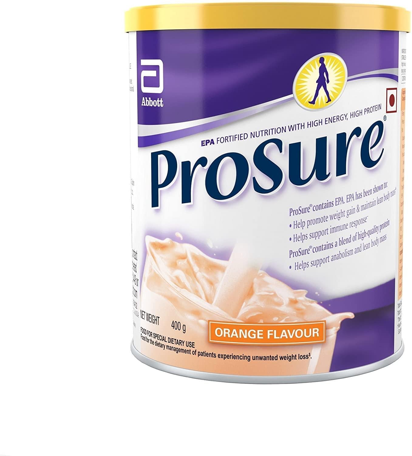 Abbott Prosure Nutritional Drink - 400 g (Orange) for Weight Gain Nutrition Cachexia Lean Mass Gain Anorexia