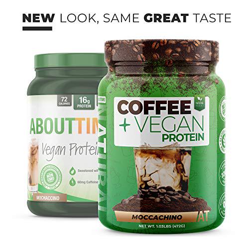 About Time Coffee + Vegan Protein (Non-GMO, All Natural, Lactose/Gluten Free, 16g of Protein Per Serving) - 1.03lb Jar, Coffee Mochaccino