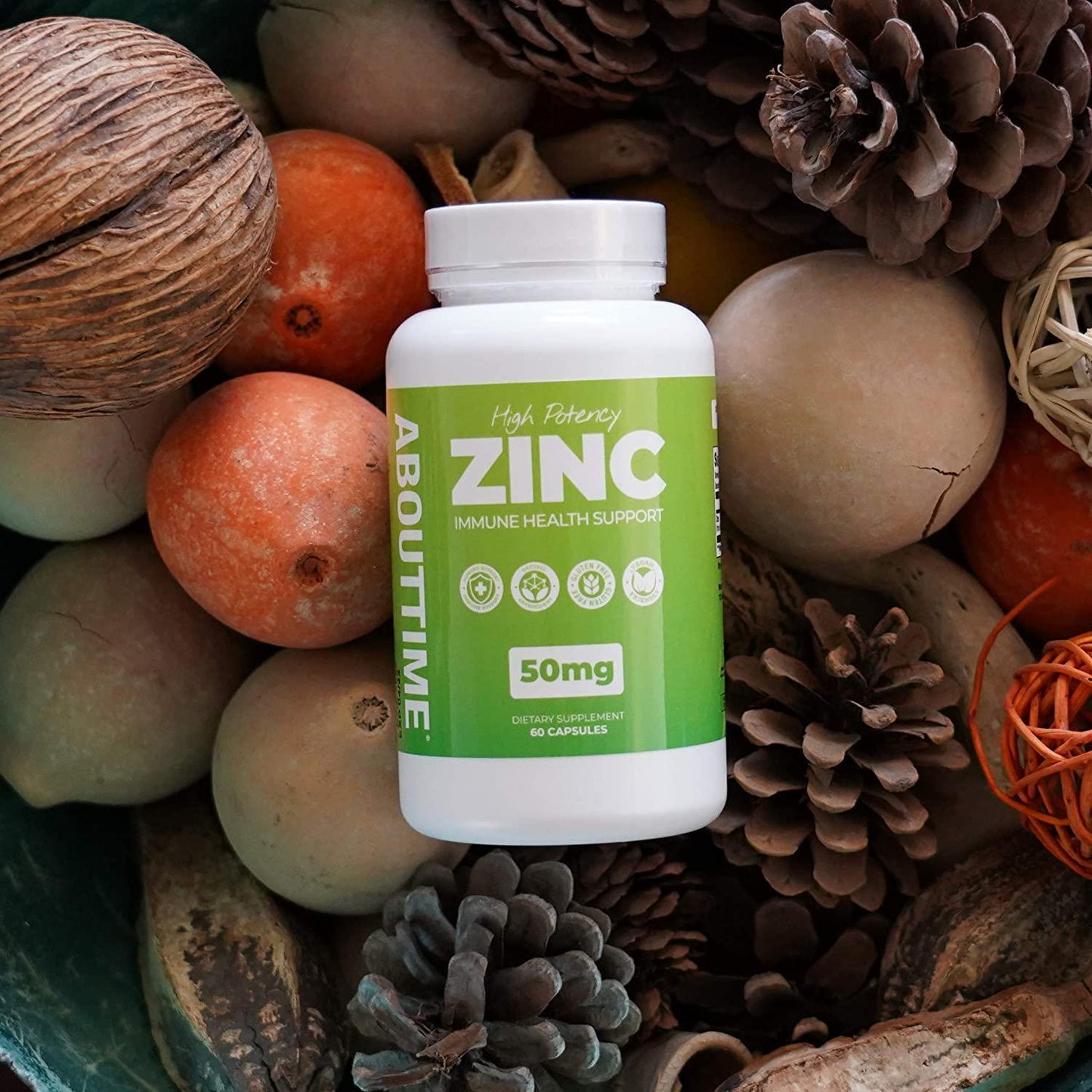 About Time High Potency Zinc Immune Health Support (50mg per Serving) - 60 Capsules