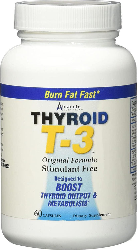 Absolute Nutrition Fat Burning Metabolism Boosting Supplement, Thyroid T-3, 60 Capsules