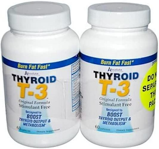 Absolute Nutrition Thyroid T-3 Radical Metabolic Booster, 2 Pack 60ct.+60ct. (120 Capsules)