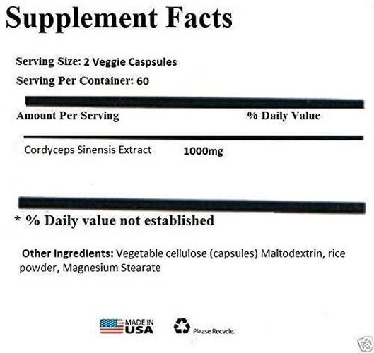 Absonutrix Cordyceps Sinensis Extract |Made in USA |120 Veg Capsules Increased Immunity and Energy Levels