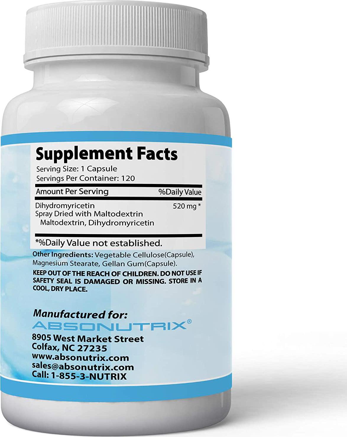 Absonutrix Dihydromyricetin Complex 340 mg 120 caps Helps Prevent Hangover