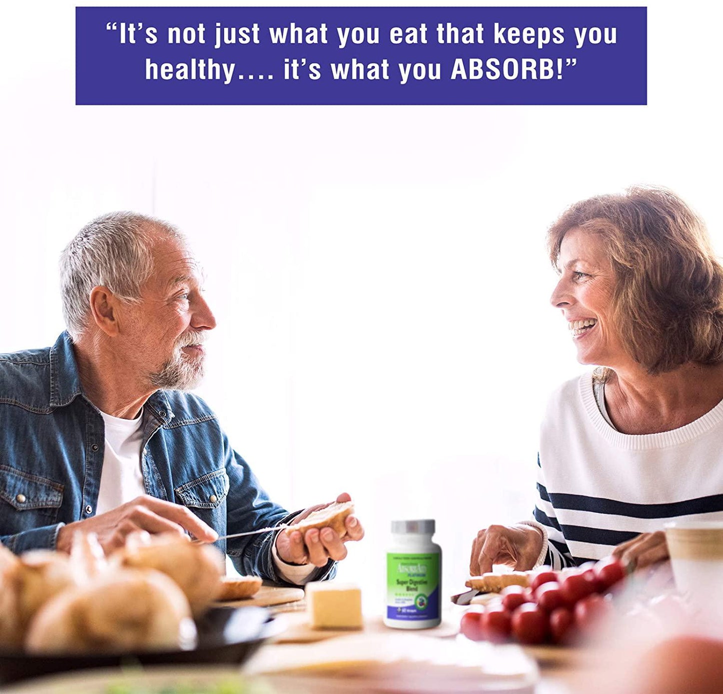 AbsorbAid Platinum Digestive Enzyme Support 60 Vcaps, 12 Digestive Enzymes Plus 2 Probiotics For Maximum Relief!