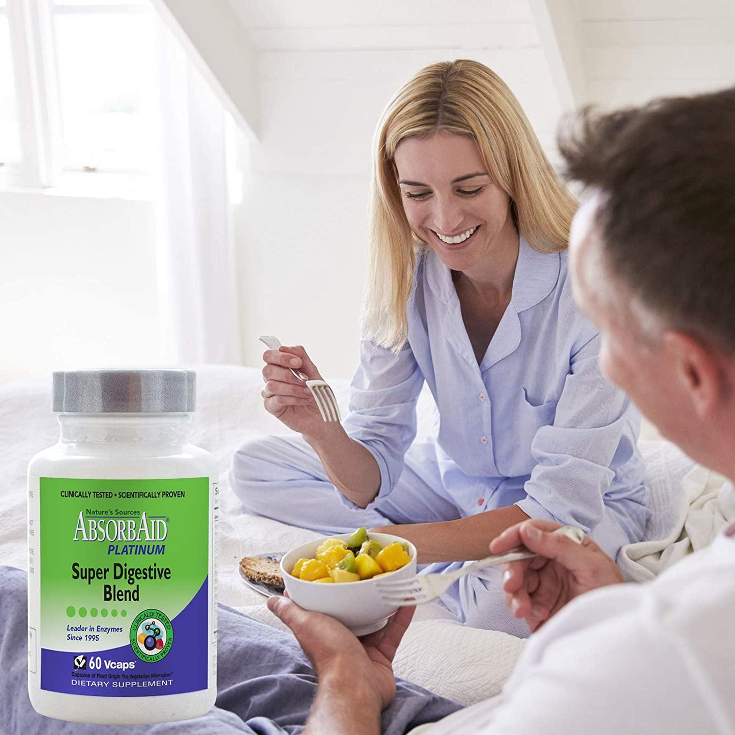 AbsorbAid Platinum Digestive Enzyme Support 60 Vcaps, 12 Digestive Enzymes Plus 2 Probiotics For Maximum Relief!