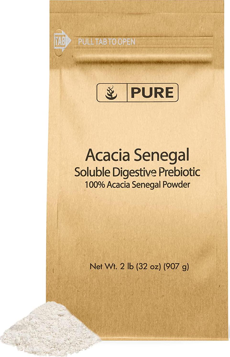 Acacia Senegal (2 lb) by Pure Organic Ingredients, Instantly Soluble Prebiotic for Digestive Health and Baking Confections, Vegan