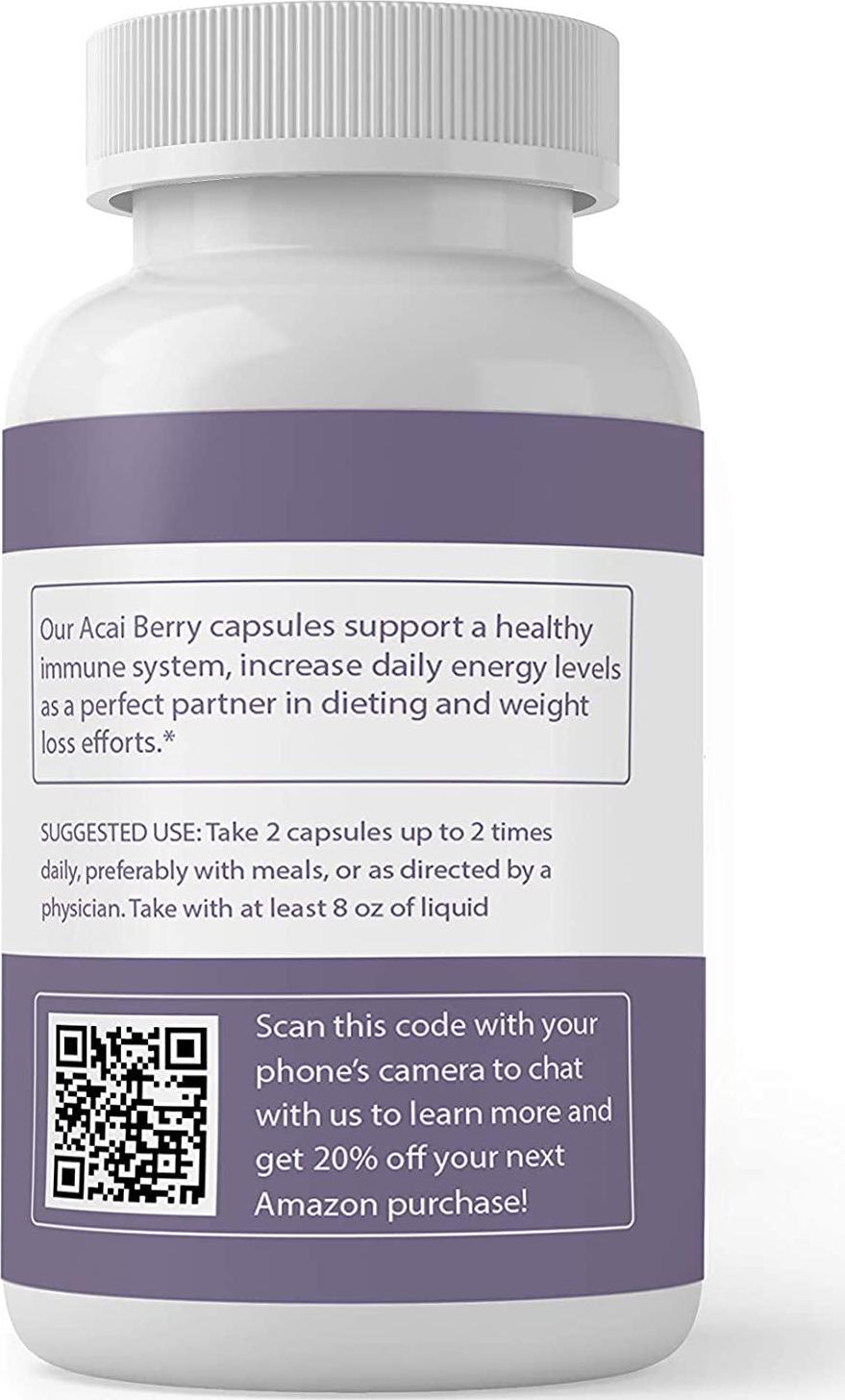 Acai Berry (100 Capsules) 100% Pure and Natural, Non-GMO and Gluten-Free, Made in The USA (900 mg Serving)