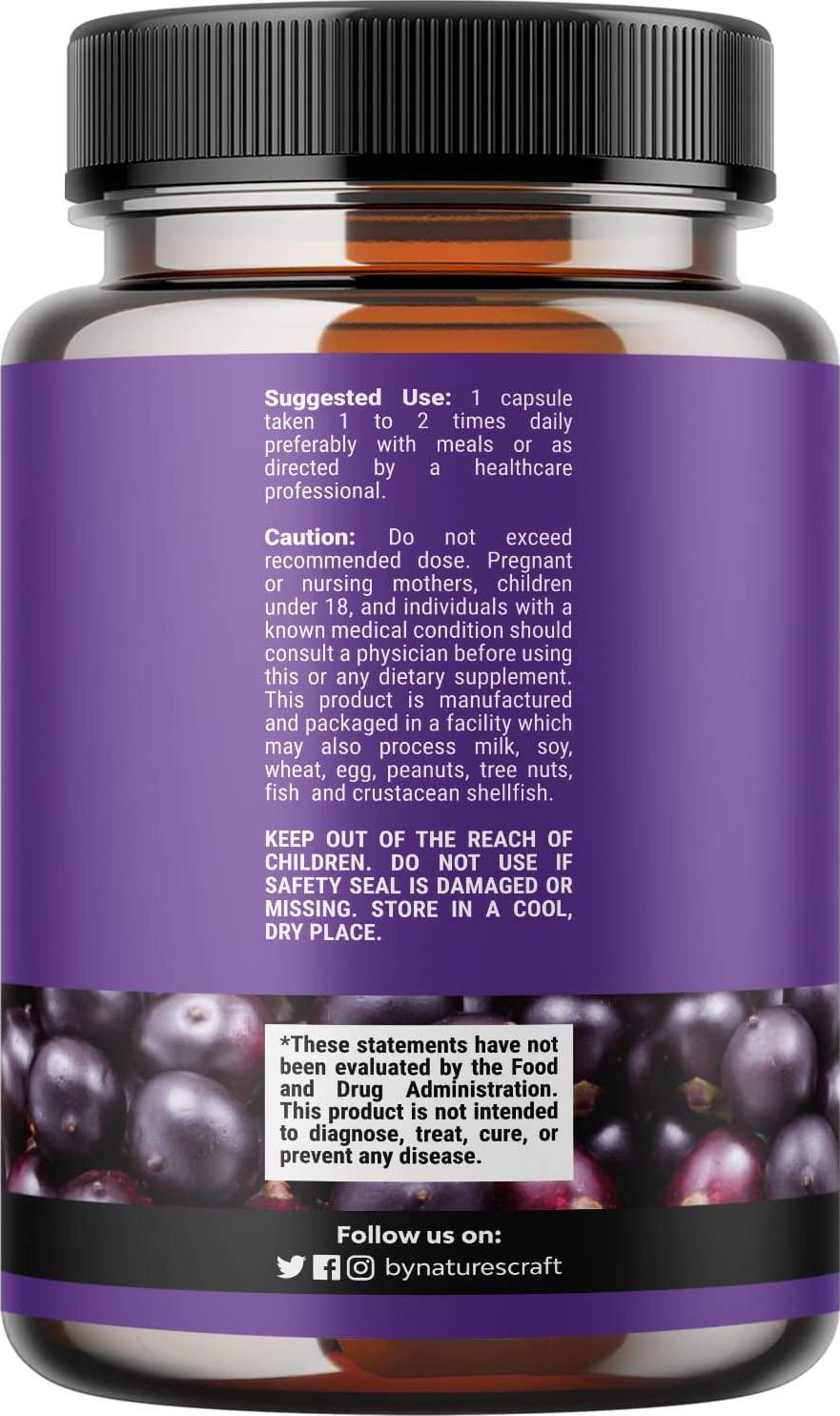 Acai Berry Capsules Antioxidant Supplement - Acai Berry Cleanse Superfood Supplement for Brain Booster Heart Health and Natural Energy Boost - Acai Capsules and Memory Supplement for Brain Health