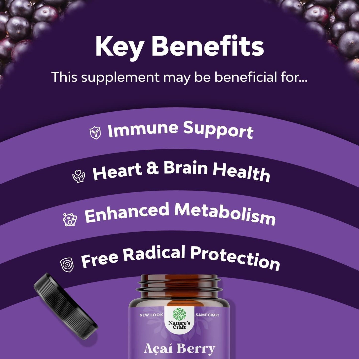 Acai Berry Capsules Antioxidant Supplement - Acai Berry Cleanse Superfood Supplement for Brain Booster Heart Health and Natural Energy Boost - Acai Capsules and Memory Supplement for Brain Health