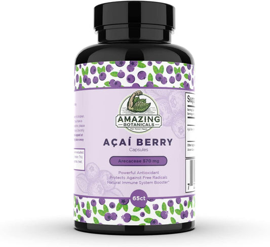 Acai Berry Capsules (65 Capsules) 570MG Each | Euterpe Oleracea | Powerful Natural Antioxidant