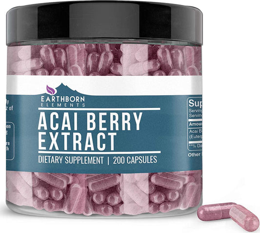 Acai Berry Extract, 200 Capsules, 900 mg Serving, Extra Strength Antioxidant, Naturally Gluten-Free, Lab Verified Purity and Potency, Non-GMO, Made in The USA