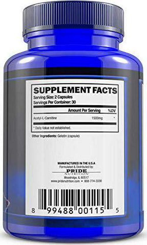 Acetyl L Carnitine 1500mg Supplement for Energy, Body Recomposition, Mental Sharpness, Memory and Focus- Antioxidant Brain Protection- Zero Fillers- Extra Strength Premium Grade L-Carnitine 60 Capsules