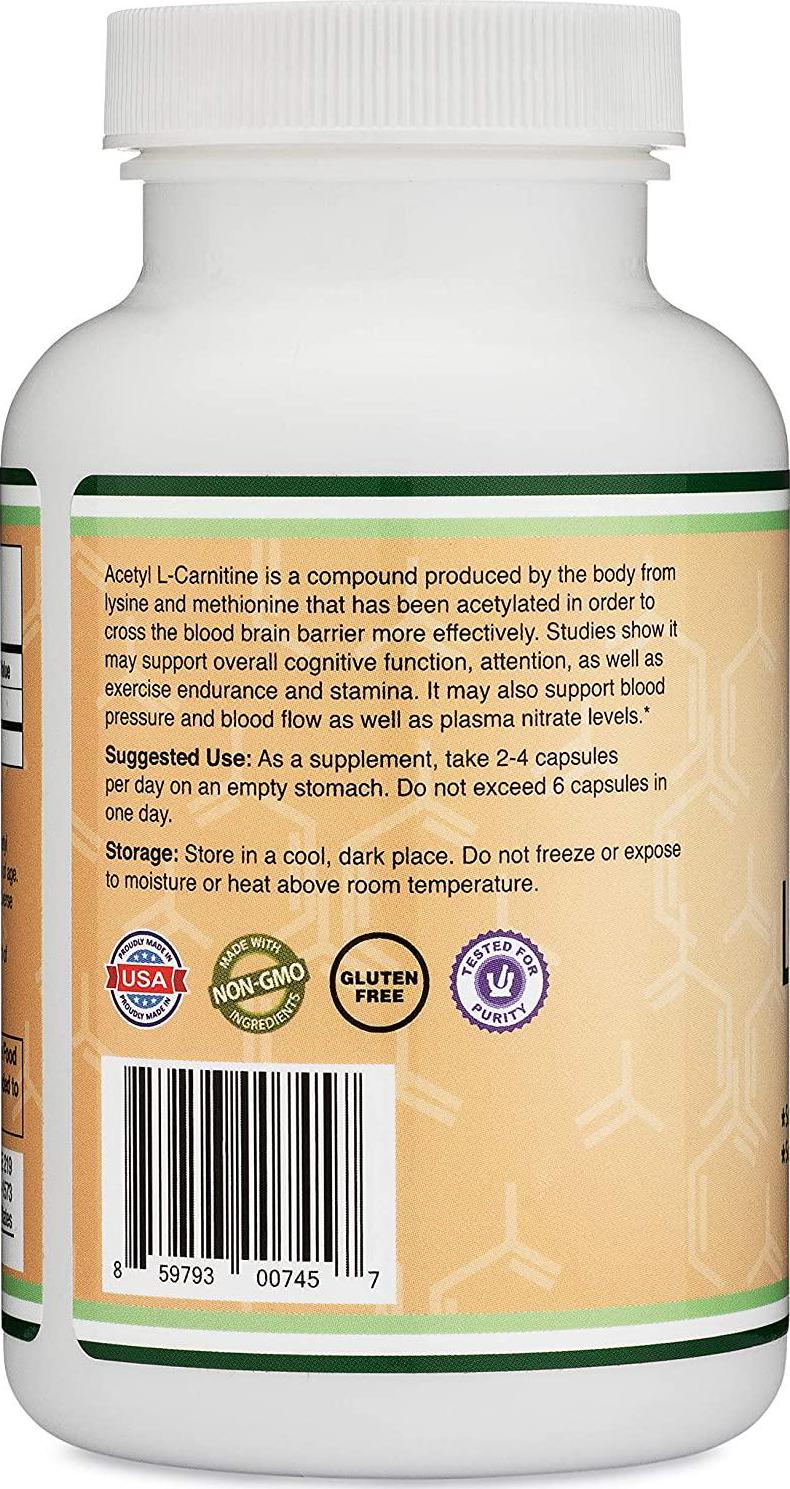 Acetyl L Carnitine (150 Capsules, 75 Day Supply) 1,000mg ALCAR for Brain Function Support, Memory, Attention, and Stamina - Made and Tested in The USA by Double Wood Supplements