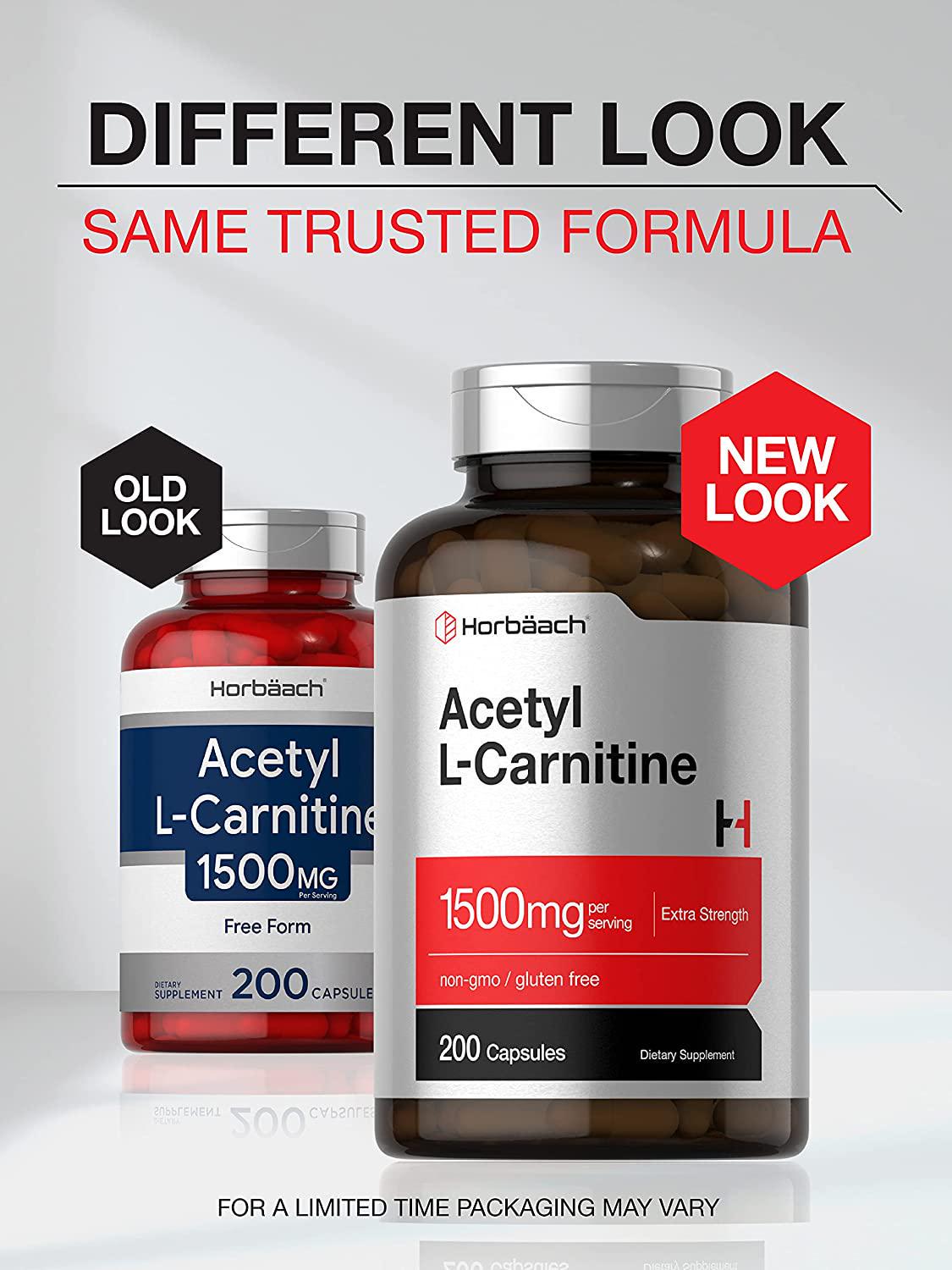 Acetyl L-Carnitine 1500 mg 200 Capsules | ALCAR | Non-GMO, Gluten Free | by Horbaach