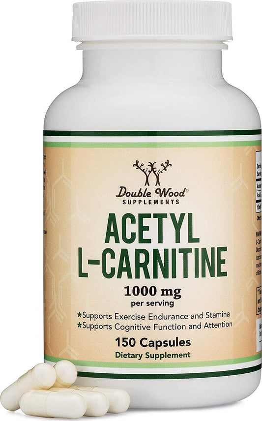 Acetyl L Carnitine (150 Capsules, 75 Day Supply) 1,000mg ALCAR for Brain Function Support, Memory, Attention, and Stamina - Made and Tested in The USA by Double Wood Supplements