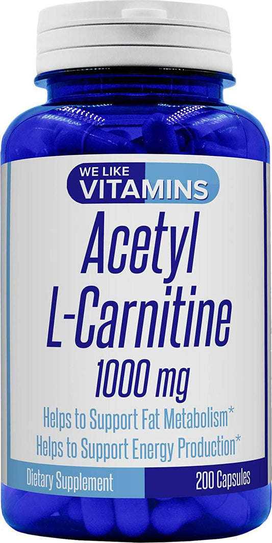 Acetyl L-Carnitine 1000mg (per Serving, 100 Servings) 200 Capsules - 100 Day Supply - Acetyl l carnitine Supplement
