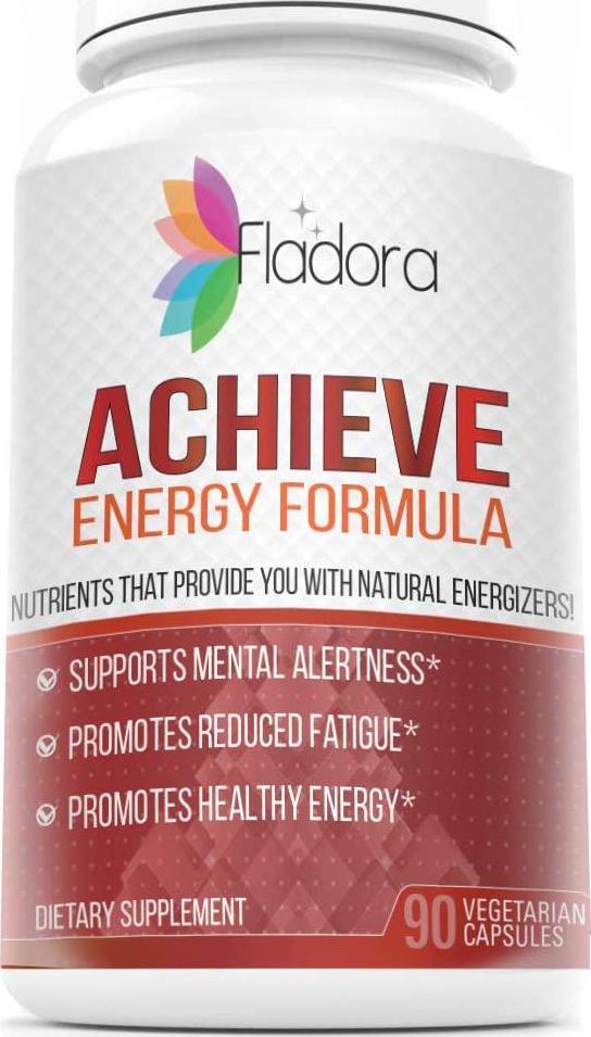 Achieve Energy Formula – Multivitamin Complex with L-taurine and B Vitamins, Supports Focus, Clarity – Nootropic Smart Energy and Vitality Booster Dietary Supplement, 90 Vegetarian Capsules by Fladora