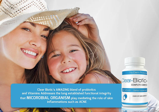 Acne Supplements Clear Biotic 20.1 gm Acne Pill Vitamins A E C B2 Probiotic Pathway