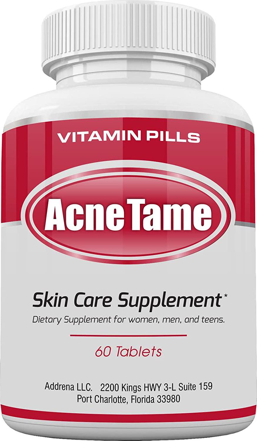 Acne Tame- Clear Skin Supplements Pill- Best Tablets for Oily Skin and a Glowing Complexion | Vitamin Pills for Women and Men That May Help Some Spots and Blemishes