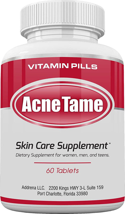 Acne Tame- Clear Skin Supplements Pill- Best Tablets for Oily Skin and a Glowing Complexion | Vitamin Pills for Women and Men That May Help Some Spots and Blemishes