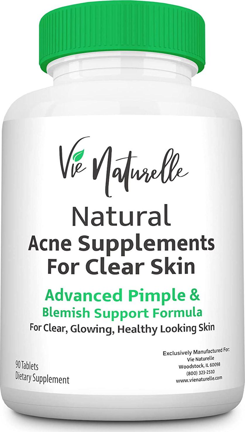 Acne Vitamins & Acne Supplements for Acne Treatment - Acne Pills & Acne Vitamin Supplements for Cystic Acne Treatment - Face, Back, Body & Hormonal Acne Treatment for Teens, Women & Men - 90 Pills
