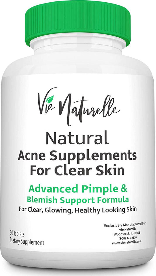 Acne Vitamins & Acne Supplements for Acne Treatment - Acne Pills & Acne Vitamin Supplements for Cystic Acne Treatment - Face, Back, Body & Hormonal Acne Treatment for Teens, Women & Men - 90 Pills